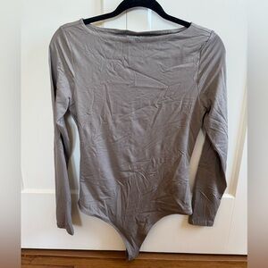 Abercrombie & Fitch Taupe Long Sleeve Bodysuit